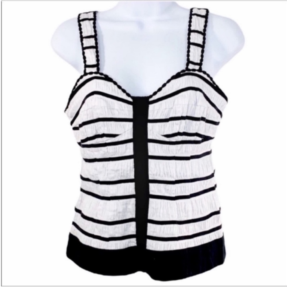 INC striped tank top 4P white black